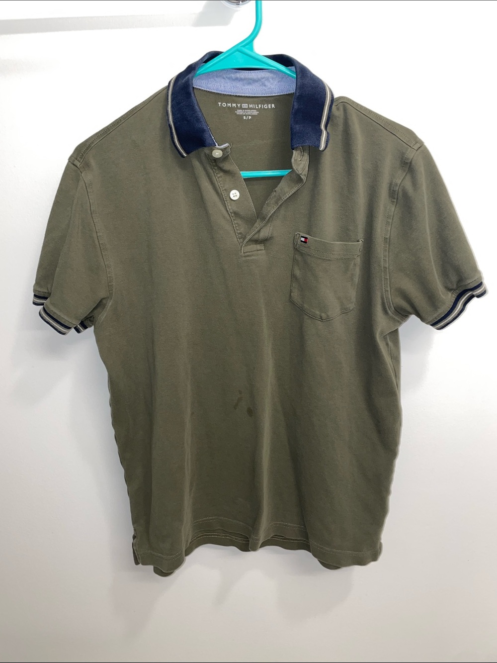 Tommy Hilfiger Olive Green Polo with Navy Trim
